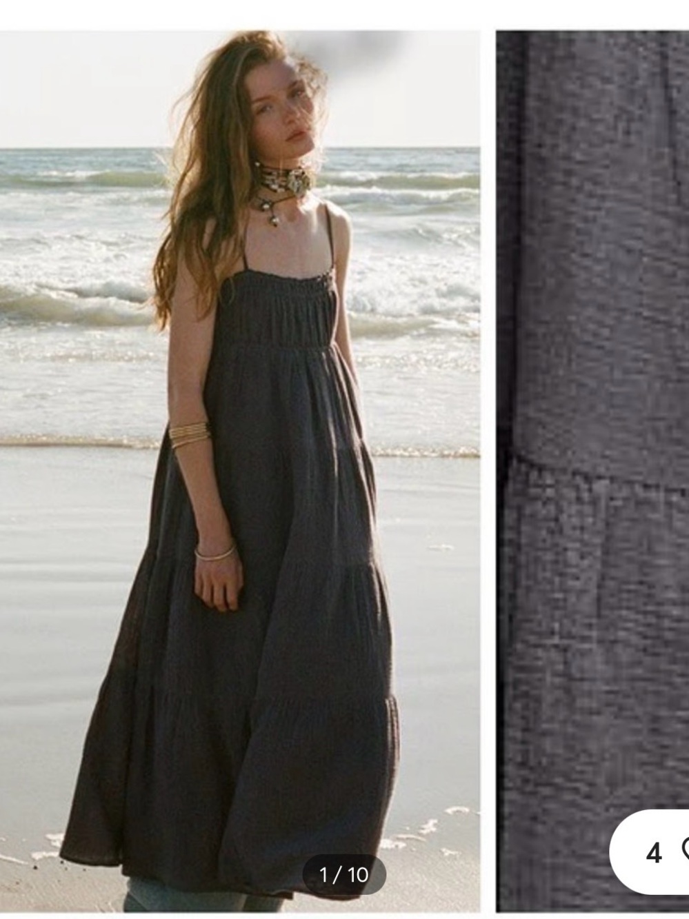 Zara Charcoal Smocked Maxi Dress